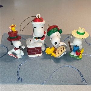 Peanuts Festive Snoopy Ornaments - Red, White, Yellow